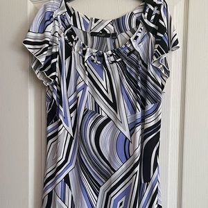 Essentials Knee Length Blue & White Dress - Large